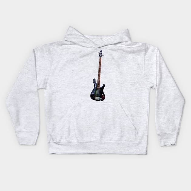 Four String Black Guitar Kids Hoodie by SusanSavad